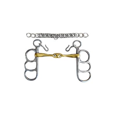 Postkandare, 3 Ringe, doppelt gebrochen, Argentan 15,5 cm