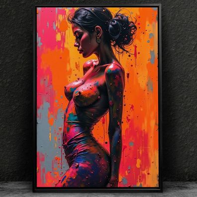 Nackte Frau, Erotisches Kunst, Wandbild Leinwand, Acrylglas oder Poster Nr1