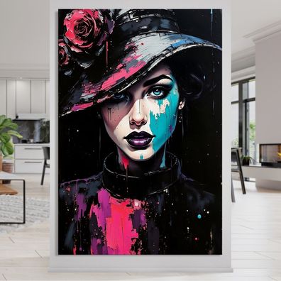 Mode Frau Bunte Kunst, Wandbild Leinwand, Acrylglas oder Poster Bild Nr1