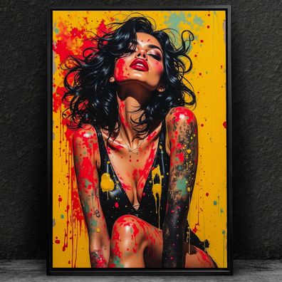 Mode Frau Bunte Kunst, Wandbild Leinwand, Acrylglas oder Poster Bild Nr2