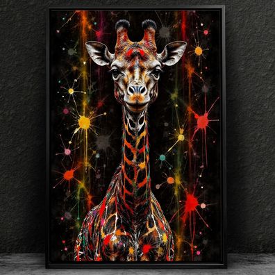 Giraffe in Farben Kunst, Tier Animal Wandbild Leinwand, Acrylglas, Poster Bild Nr2