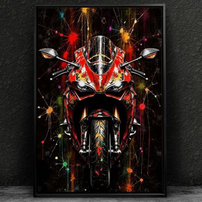 Ducati Motorrad Farben Kunst, Wandbild Leinwand, Acrylglas, Poster Deko Bild