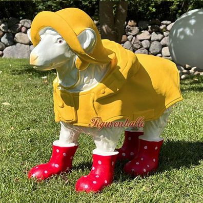 Schaf Dekofigur Friesennerz Ostsee Nordsee Gartenfigur witzig Hut Regenjacke Stiefel