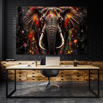 Elephant in Farben Kunst, Tier Animal Wandbild Leinwand, Acrylglas, Poster Bild Deko