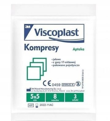 Sterile Kompressen 17-faedig, 8-lagig, 5x5 cm, 1 Packung (3 Stk.) - Hochwertige W
