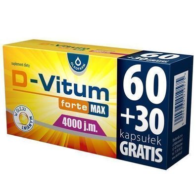 D-Vitum Forte Max 4000 IU, 90 Kapseln - Hochdosiertes Vitamin D Praeparat zur Unt