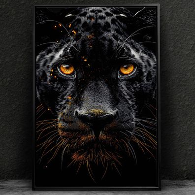 Kunst Tier Wandbild, Modernes Bild mit Schwarzer Panther Acrylglas, Leinwand, Poster