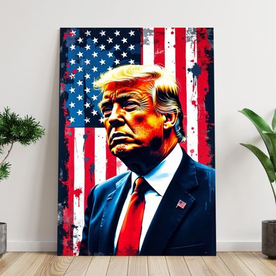 Bunte Präsident Donald Trump Wandbild Acrylglas, Leinwand , Poster Kunst Art Deko