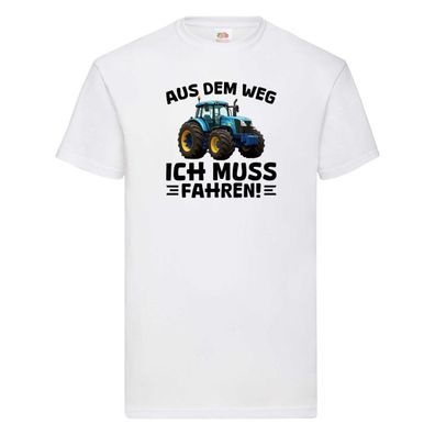 Aus dem weg ich mus fahren | Traktor | Schlepper v2 T-Shirt Weiß