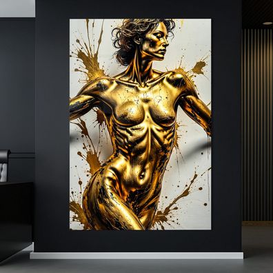 Goldene Nackte Frau, Sexy Frau, nude kuns Wandbild Acrylglas, Leinwand, Poster Nr1