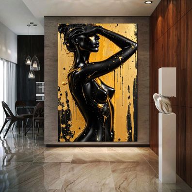 Goldene Nackte Frau, Erotik Frau, nude kuns Wandbild Acrylglas, Leinwand, Poster Nr12