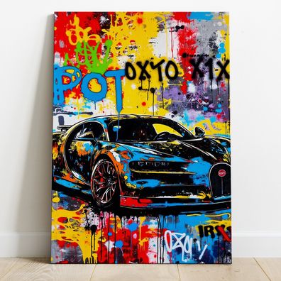Bugatti Auto, Pop Art Kunst, Bunte Wandbild, Acrylglas, Poster, Leinwand Deko Nr5