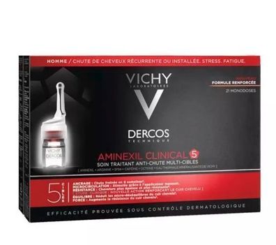 Vichy Aminexil Clinical 5 Anti-Haarausfall Kur fuer Maenner, 21 Ampullen a 6 ml