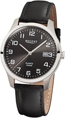 Regent Herrenuhr F-932 Titan Lederband schwarz 10 ATM