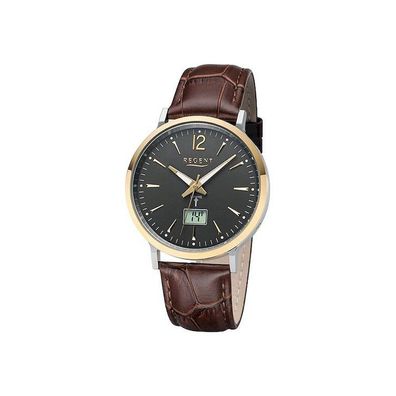 Regent Herrenuhr FR-244 Funk Lederband braun 3 ATM