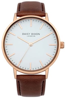 Daisy Dixon Damenuhr DD017TRG Roségold Lederband braun 3 ATM