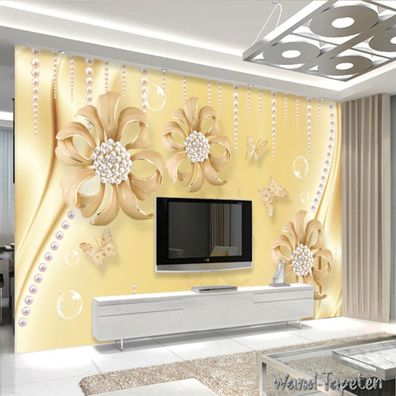 Vlies Fototapete Wandtapete Wandbilder Goldene Seidenschmuck 2575