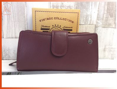 Leder Greenburry Spongy Geldbörse Reißverschluss Damenkombi bordeaux