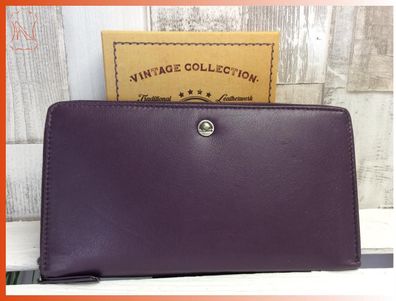 Leder Greenburry Spongy Geldbörse Reißverschluss Damenbörse purple