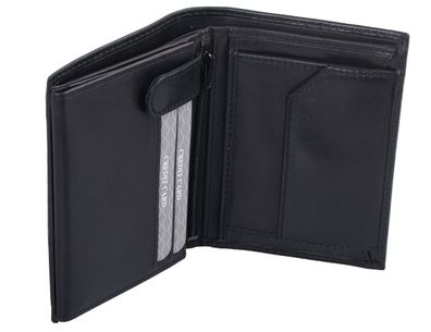 Herrenbörse Herren Geldbörse Leder Brieftasche Kombibörse , LUANA, schwarz