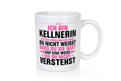 Löse Probleme: Kellnerin | Beruf kellnern | Bedienung v2 - Tasse Weiß