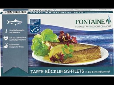Fontaine 6x Bücklingsfilet in Bio-Sonnenblumenöl 190g
