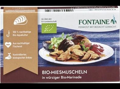 Fontaine 3x Bio-Miesmuscheln in würziger Bio-Marinade 120g