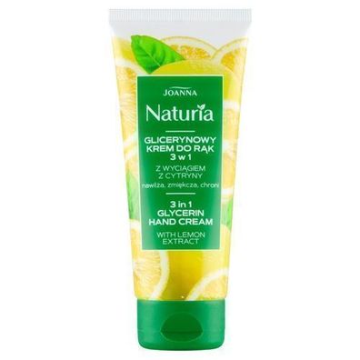 Joanna Naturia 3in1 Glycerin-Handcreme mit Zitronenextrakt, 100g - Intensive Feu