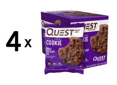 4 x Quest Nutrition Protein Cookie (12x59g) Double Chocolate Chip