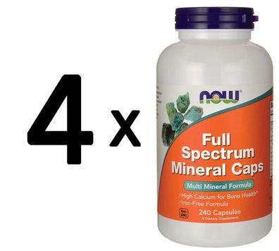 4 x NOW Foods Full Spectrum Minerals, Iron-Free - 240 caps