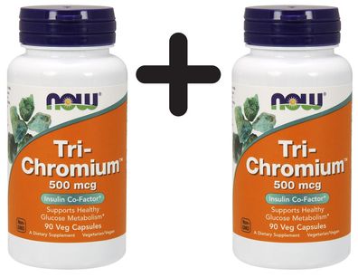 2 x NOW Foods Tri-Chromium, 500mcg - 90 vcaps