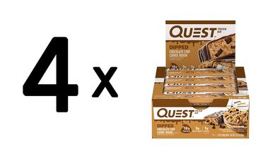 4 x Quest Nutrition Quest Bars Dipped (12x50g) Chocolate Chip Cookie Dough