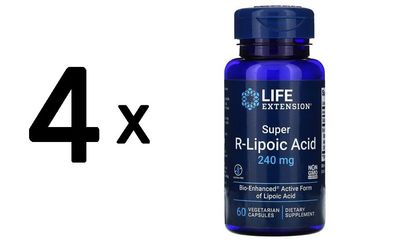 4 x Life Extension Super R-Lipoic Acid, 240mg - 60 vcaps