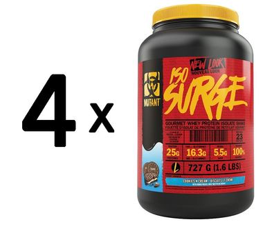 4 x Mutant Iso Surge, Cookies & Cream - 727g