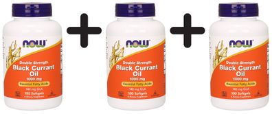 3 x NOW Foods Black Currant Oil, 1000mg (Double Strength) - 100 softgels