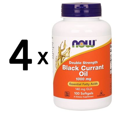 4 x NOW Foods Black Currant Oil, 1000mg (Double Strength) - 100 softgels
