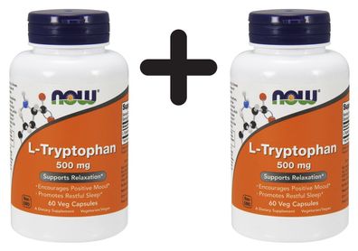 2 x NOW Foods L-Tryptophan, 500mg - 60 vcaps