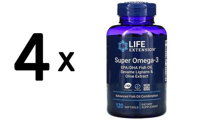 4 x Life Extension Super Omega-3 - 120 softgels