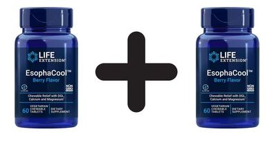 2 x Life Extension EsophaCool, Berry - 60 vegetarian chewable tabs