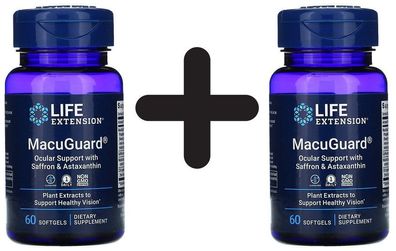 2 x Life Extension MacuGuard Ocular Support with Saffron & Astaxanthin - 60 softgels