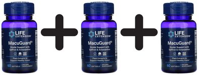 3 x Life Extension MacuGuard Ocular Support with Saffron & Astaxanthin - 60 softgels