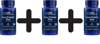 3 x Life Extension Iron Protein Plus, 300mg - 100 vcaps