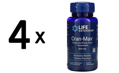 4 x Life Extension Cran-Max Cranberry Whole Fruit Concentrate, 500mg - 60 vcaps