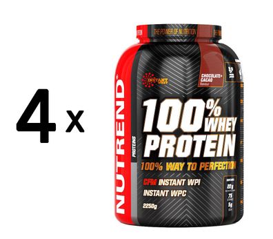 4 x Nutrend 100% Whey Protein, Chocolate Cocoa - 2250g