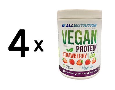 4 x Allnutrition Vegan Protein, Strawberry - 500g