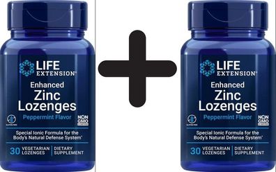 2 x Life Extension Enhanced Zinc Lozenges, Peppermint (EAN 737870196136) - 30 vegetar