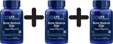 3 x Life Extension Bone Restore Elite with Super Potenet K2 - 120 caps