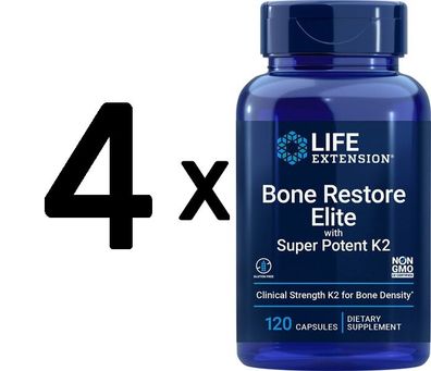 4 x Life Extension Bone Restore Elite with Super Potenet K2 - 120 caps