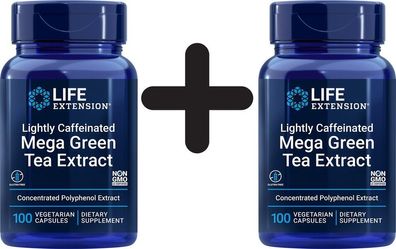 2 x Life Extension Lightly Caffeinated Mega Green Tea Extract - 100 vcaps