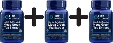 3 x Life Extension Lightly Caffeinated Mega Green Tea Extract - 100 vcaps